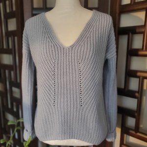 Hippie Rose V-Neck Soft Sweater in Pastel Blue Size L